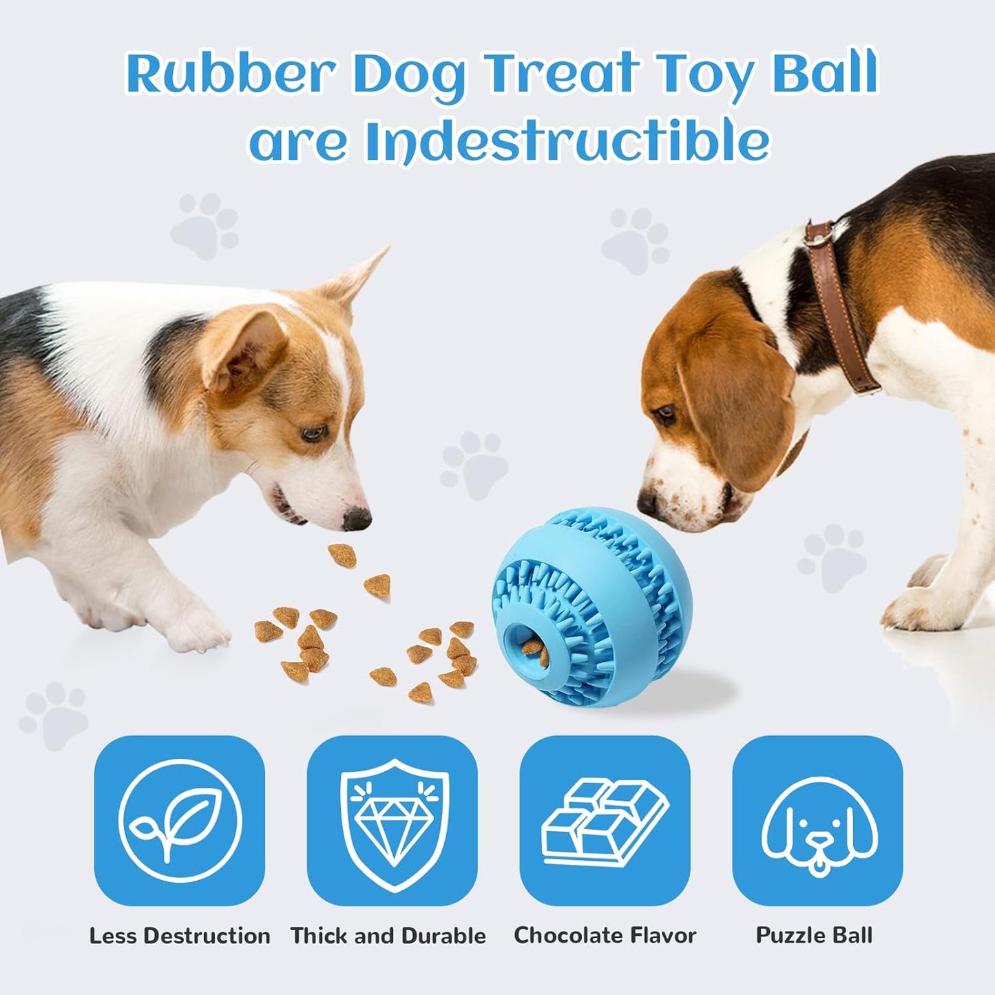 Pet Dog Treat Toy Ball - Treat Dispensing Dog Toys Durable Rubber Pet Tooth Cleaning Toy Dogs Pets Food Feeder Chew Tooth Cleaning Exercise Game Play