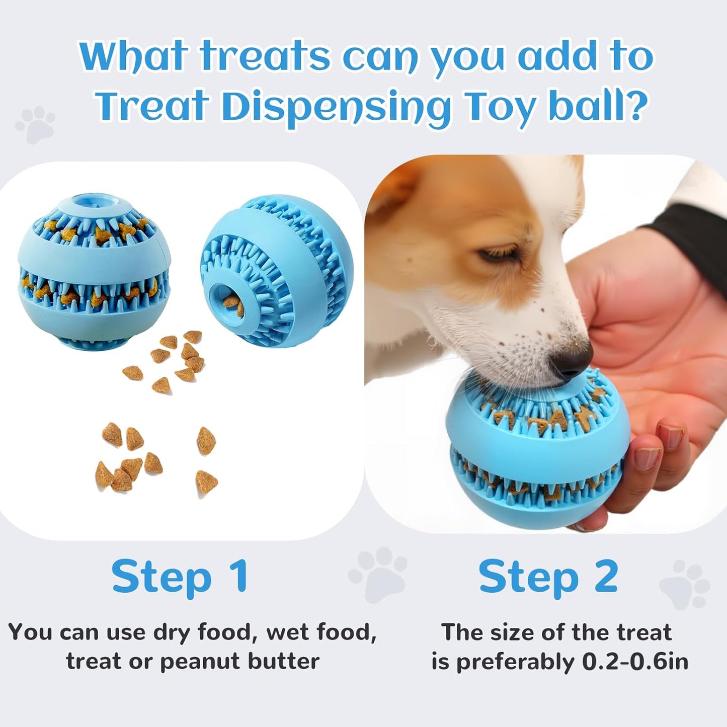 Pet Dog Treat Toy Ball - Treat Dispensing Dog Toys Durable Rubber Pet Tooth Cleaning Toy Dogs Pets Food Feeder Chew Tooth Cleaning Exercise Game Play