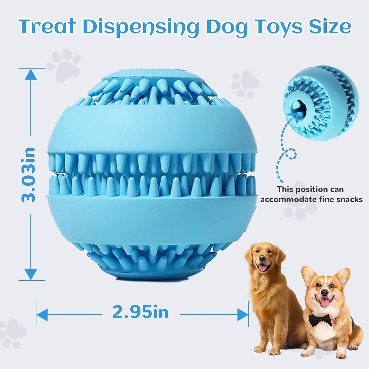 Pet Dog Treat Toy Ball - Treat Dispensing Dog Toys Durable Rubber Pet Tooth Cleaning Toy Dogs Pets Food Feeder Chew Tooth Cleaning Exercise Game Play