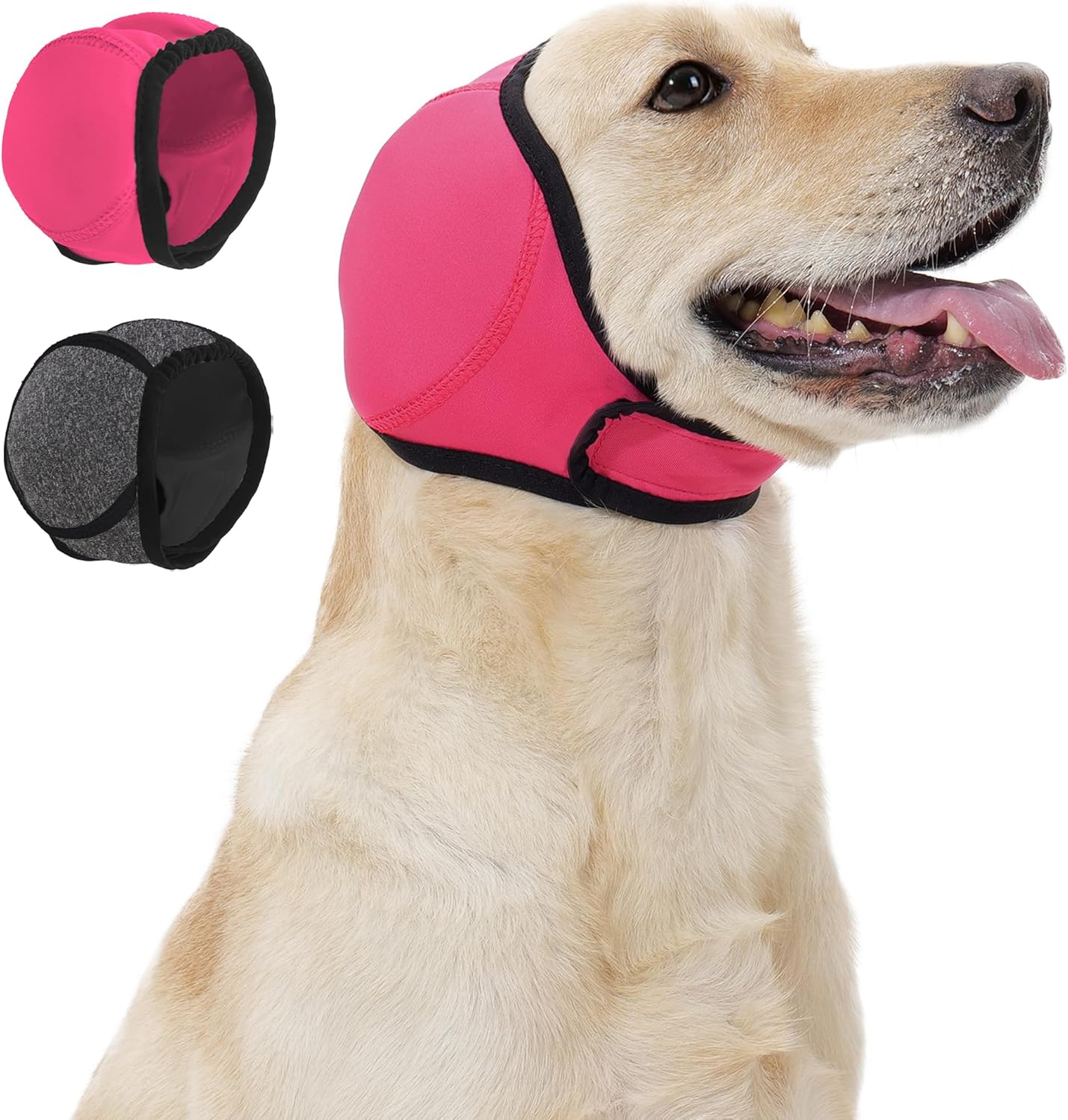 Dog Calming Hoodie Ear Wraps for Dogs, Waterproof Dogs Swim Cap, Pet Ear Cover Muffs for Anxiety Relief Noise Cancelling, Doggy Head Warp Ear Protection for Hematoma Fireworks Bath Swim Blow Drying, L