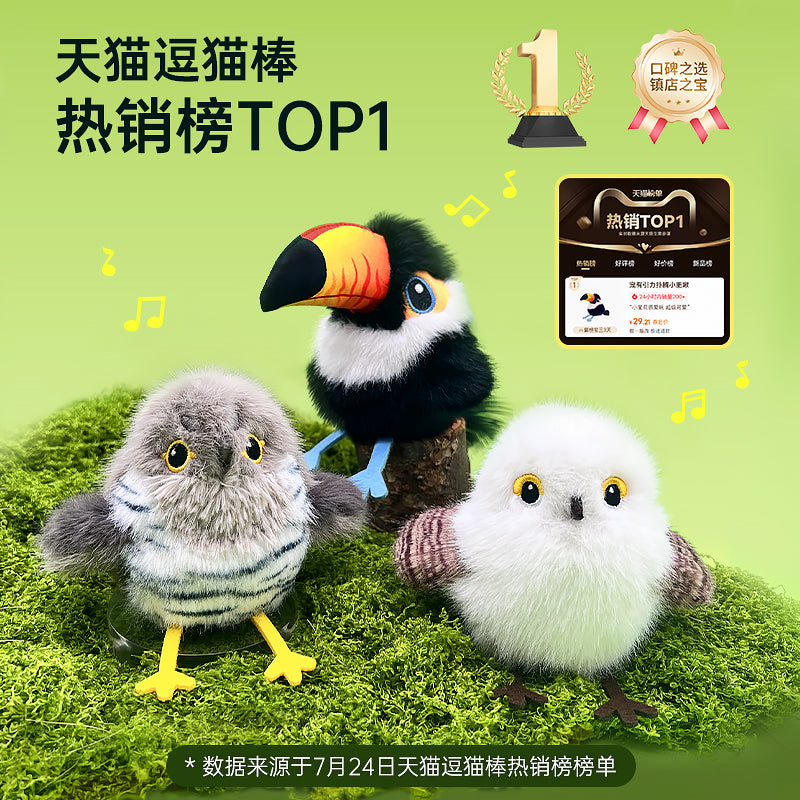Rechargeable Flapping Bird Cat Toy - USB and Motion - Activated Chirping Sparrow