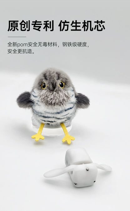 Rechargeable Flapping Bird Cat Toy - USB and Motion - Activated Chirping Sparrow